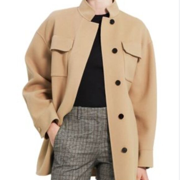 Theory Belted Wool & Cashmere Cargo Coat - Picture 2 of 9